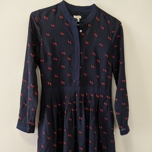 Navy, long sleeve patterned dress